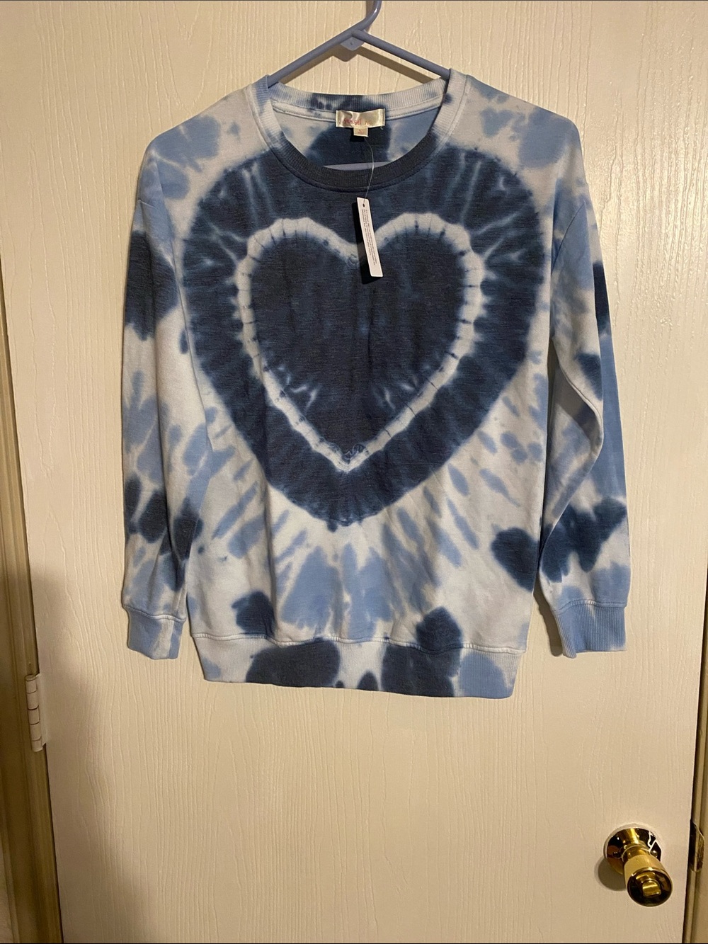 Kids Blue Tie-Dye Heart Long Sleeve Tee